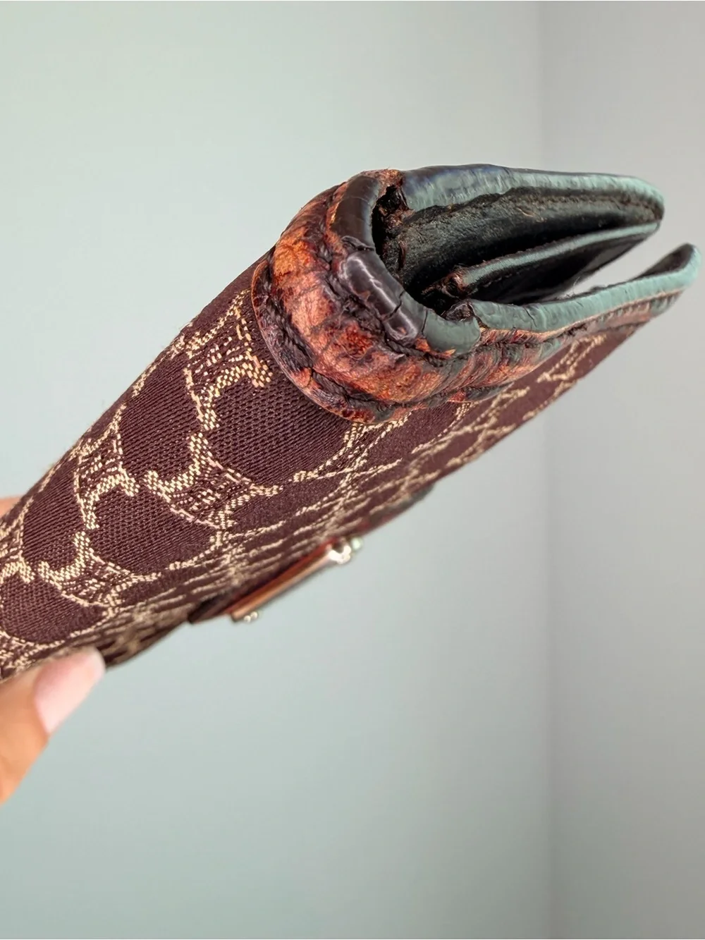 Vintage Celine Macadam Monogram Long Wallet – Croc-Embossed Leather